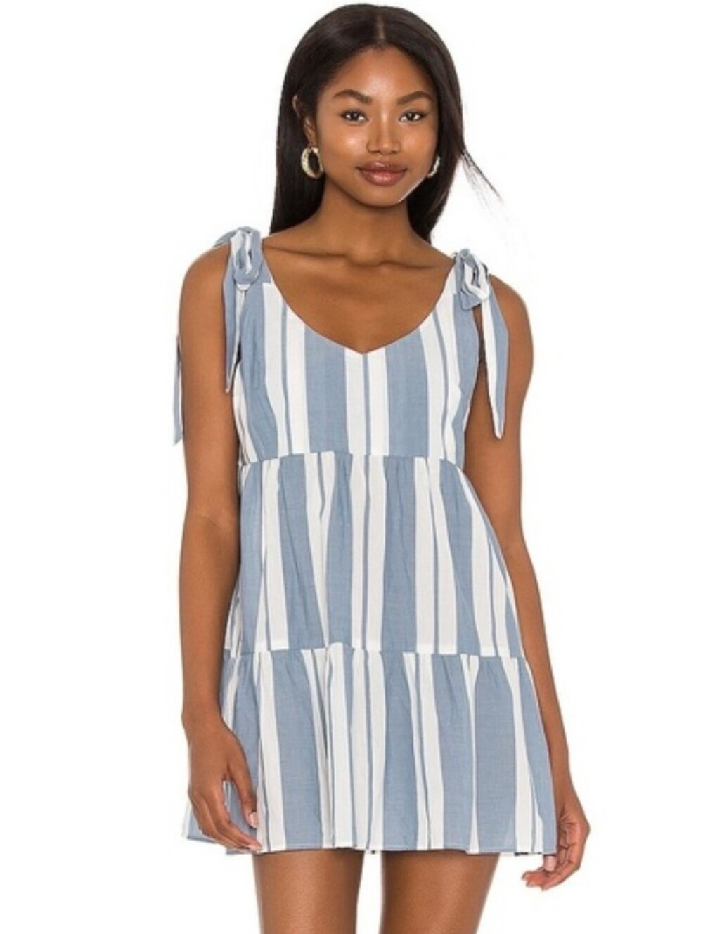 Show Me Your Mumu Emme Blue White Stripe Tie Straps Mini Dress